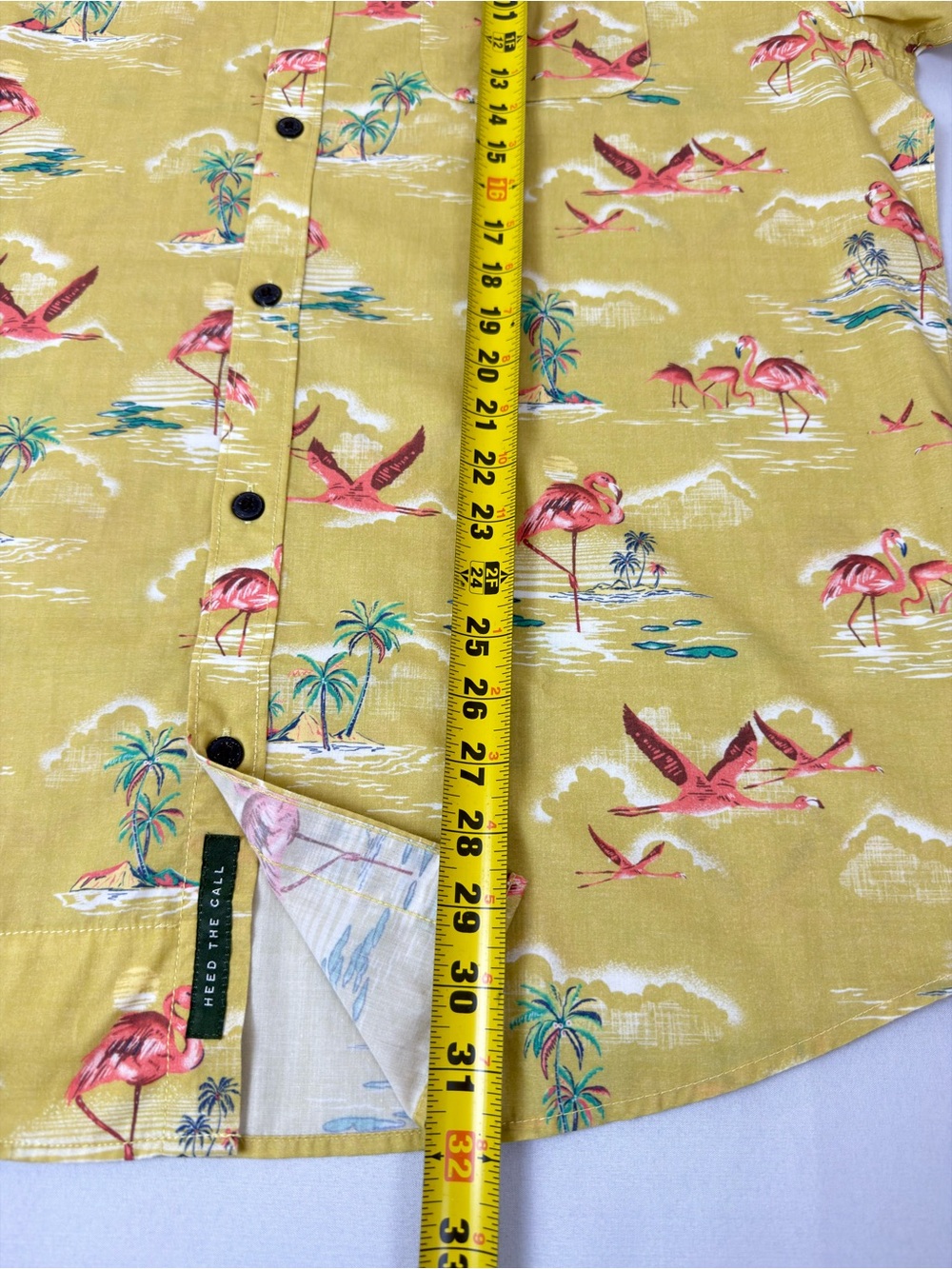 Howler Brothers Mansfield Shirt Men’s XL Yellow Flamingo Button Front - Picture 5 of 9